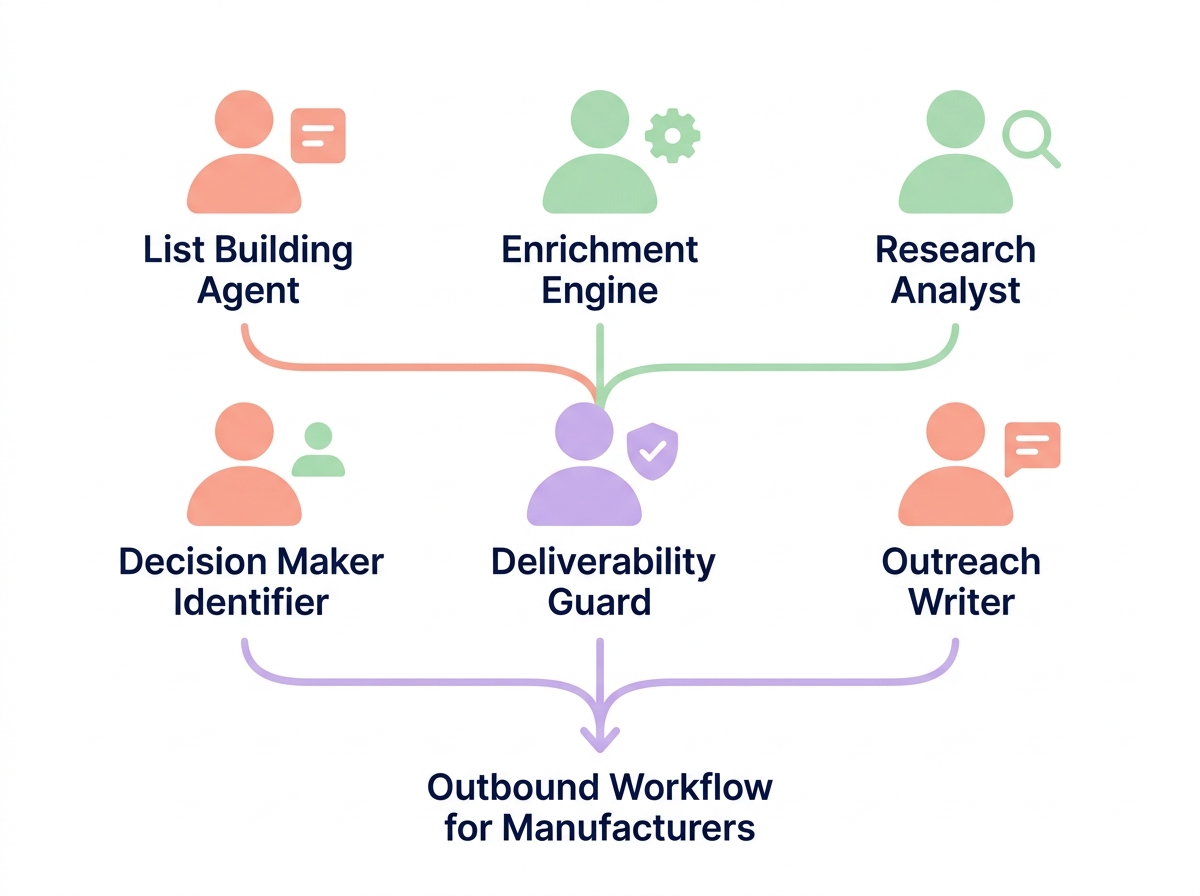Six AI agents diagram