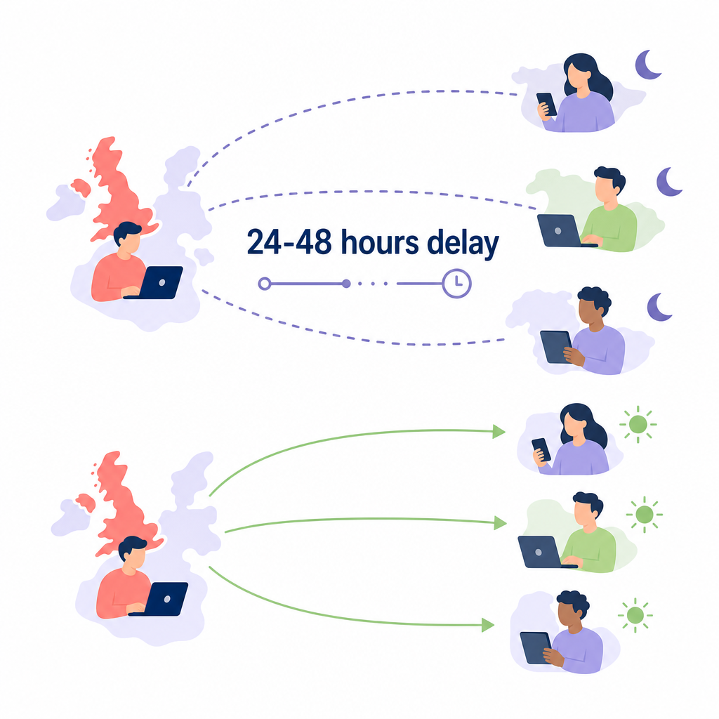 Global time zone delays